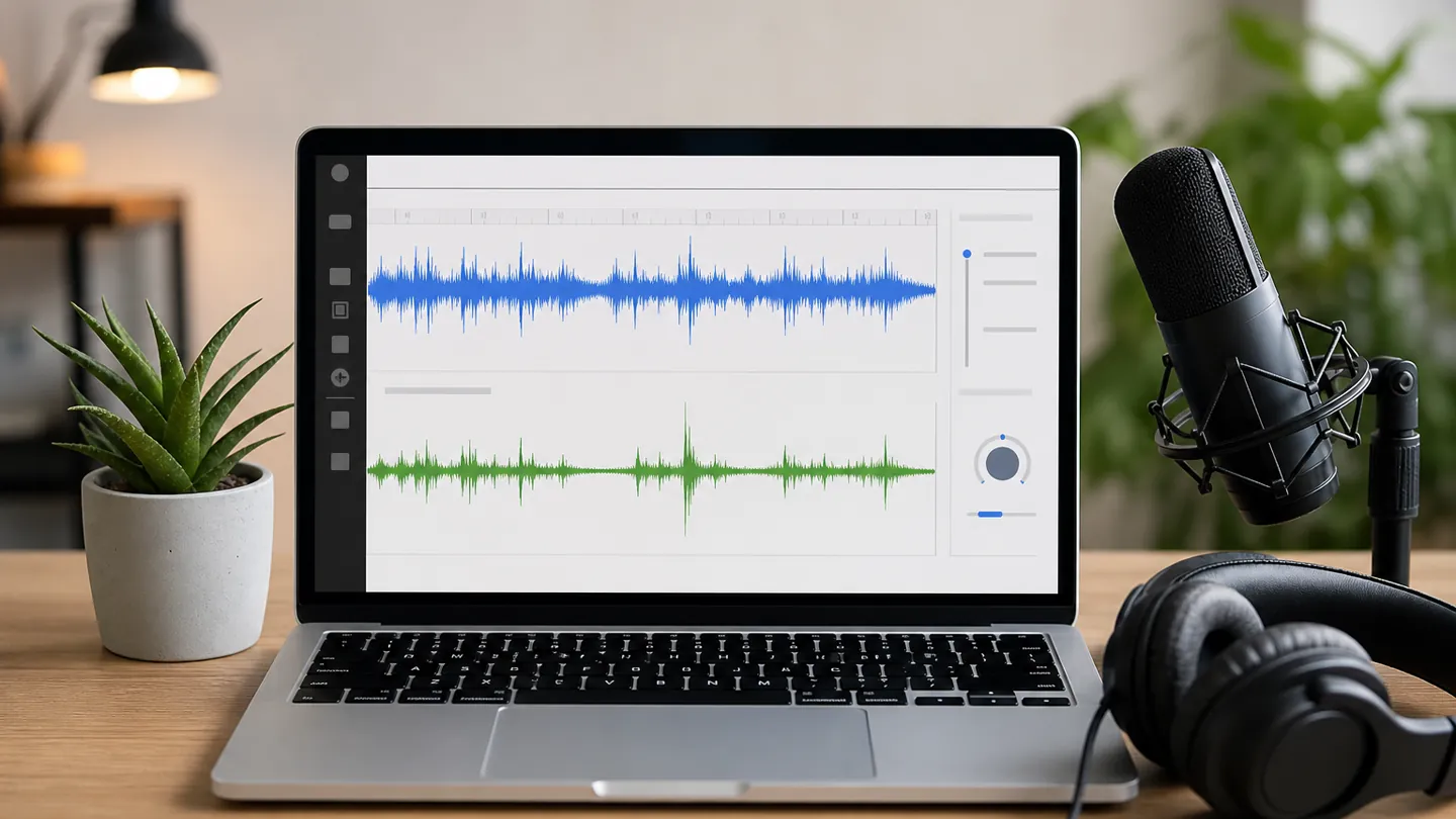 Microphone and waveform illustrating online background-noise removal