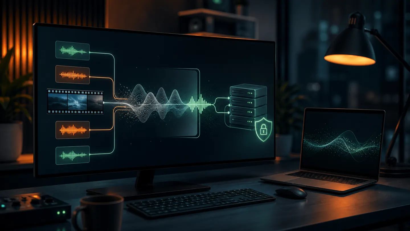 Secure API pipeline transforming noisy audio and video into clean media
