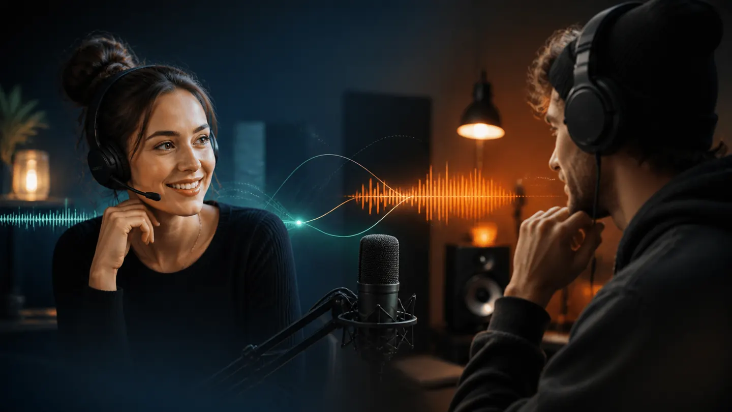 Audio support specialist helping a creator with a recording